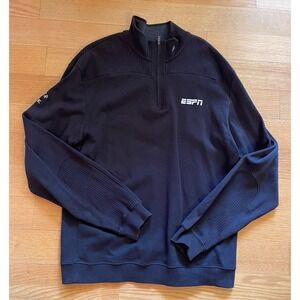 Cutter & Buck 1/4 Zip Black Pullover Sweater ESPN Embroidered Size L